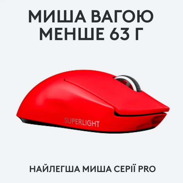 Купити Миша Logitech G Pro X Superlight Wireless Red (910-006784) - фото 2