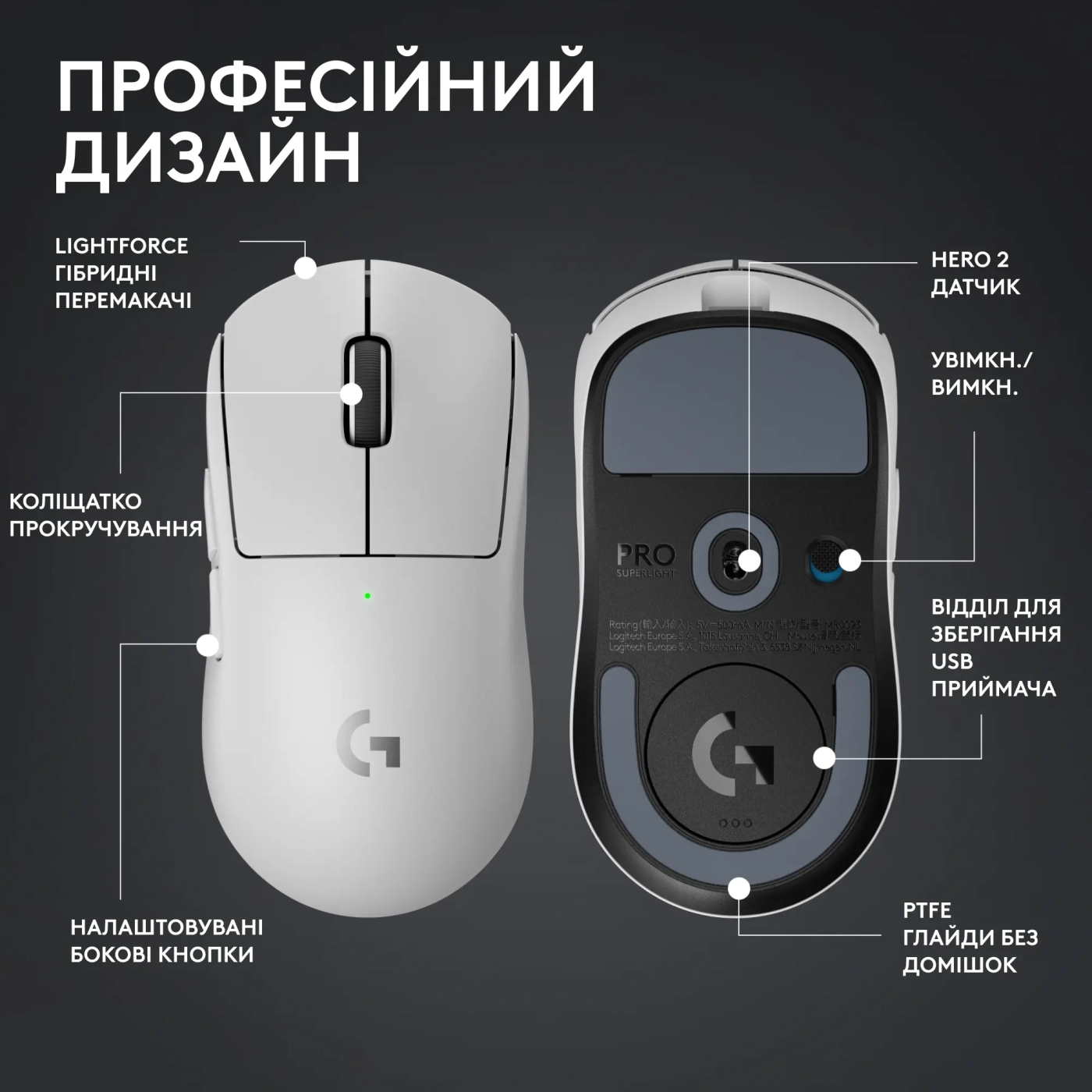 Купить Мышь Logitech G Pro X Superlight 2 Lightspeed Wireless White (910-006638) - фото 7