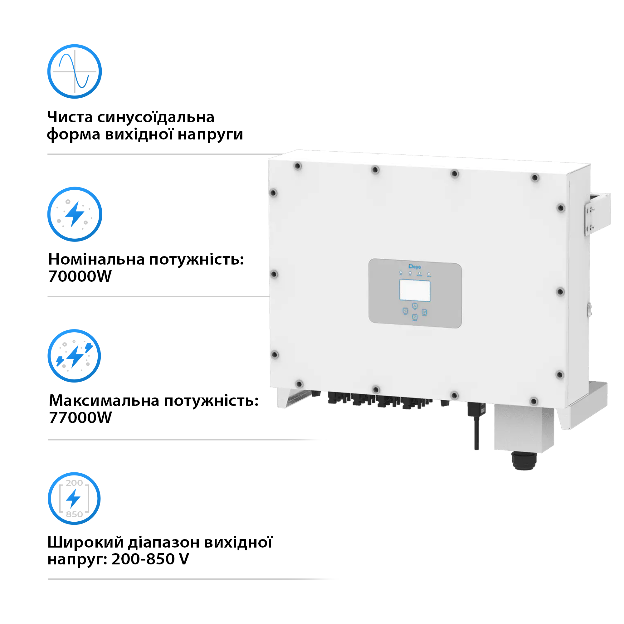 Купить Сетевой инвертор DEYE SUN-70K-G 70KW Трехфазный 380V/50hz - фото 2