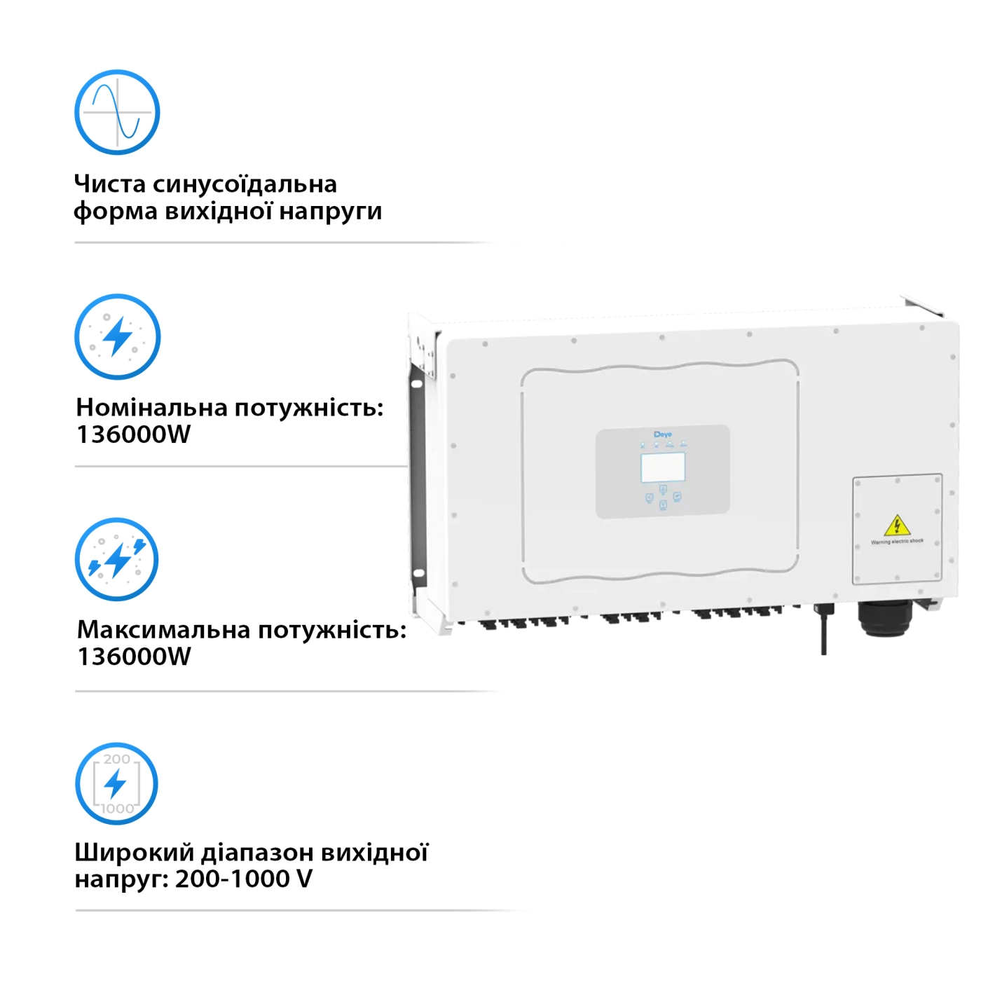 Купить Сетевой инвертор DEYE SUN-136K-G01P3-EU 136KW Трехфазный 380V/50hz - фото 2