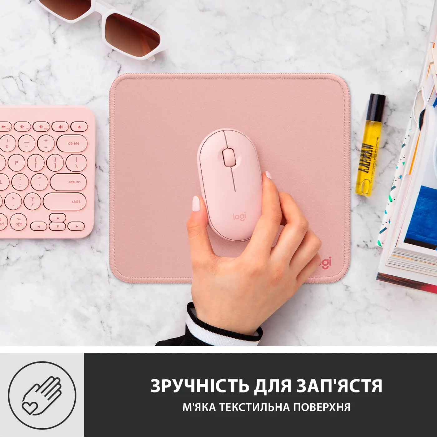 Купить Коврик для мыши Logitech Mouse Pad Studio Series DARKER ROSE (956-000050) - фото 6