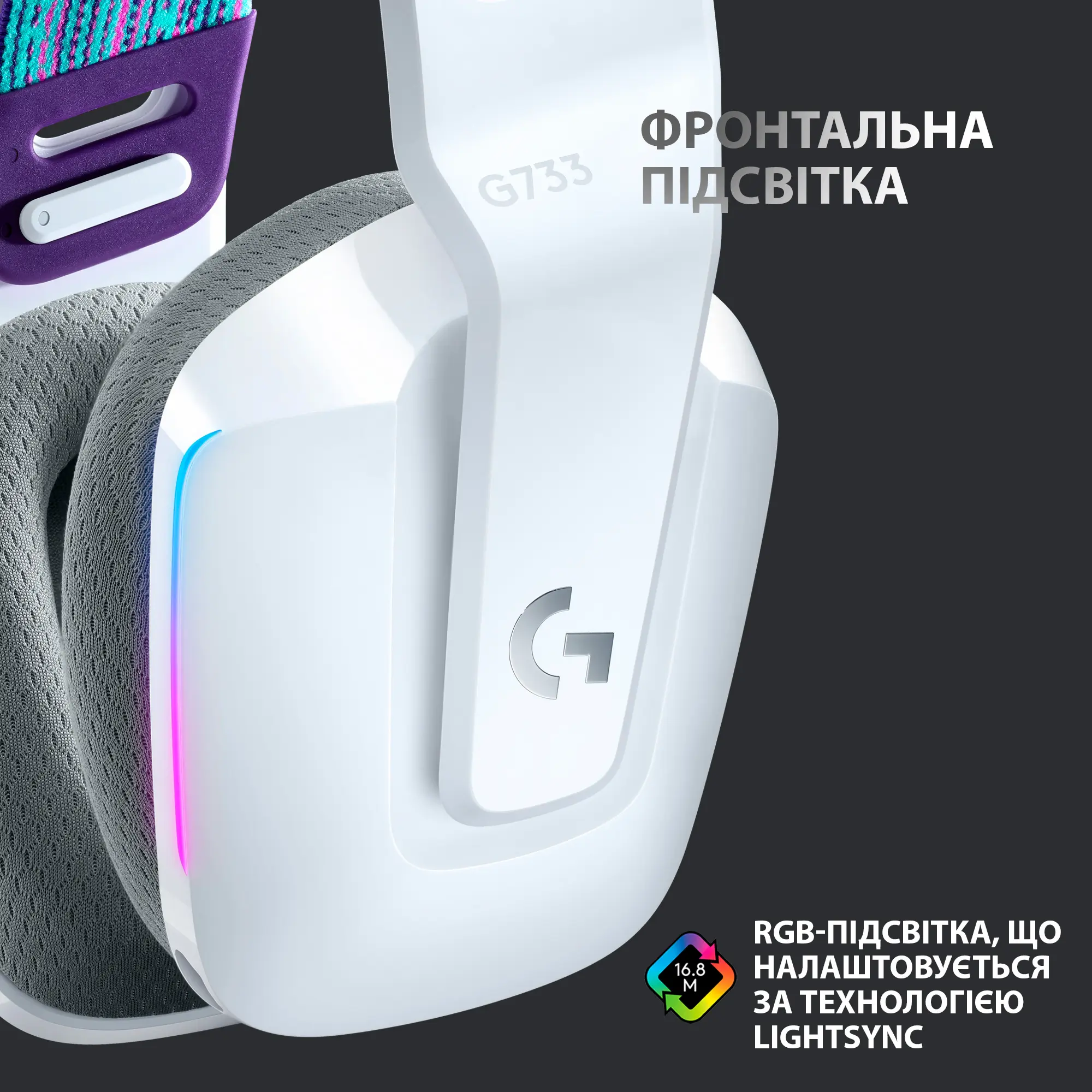 Купить Наушники Logitech G733 LIGHTSPEED Wireless RGB White (981-000883) - фото 4