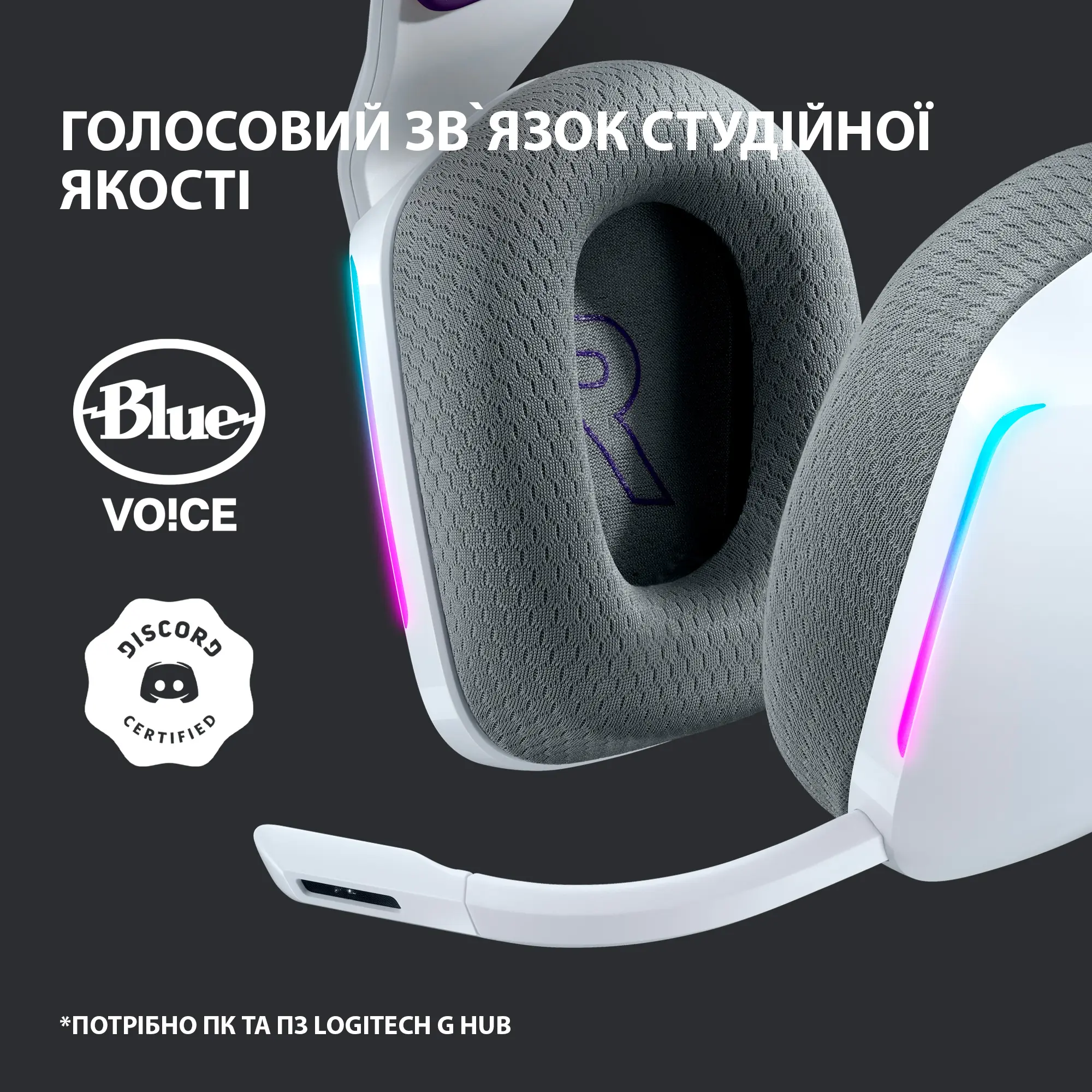 Купить Наушники Logitech G733 LIGHTSPEED Wireless RGB White (981-000883) - фото 9