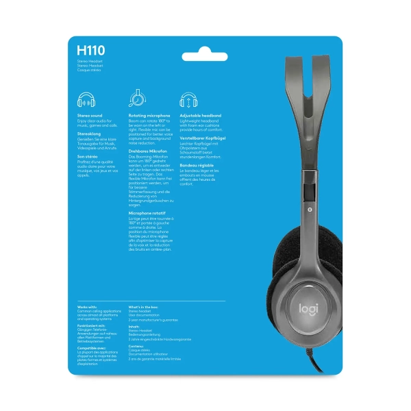 Купити Навушники Logitech Corded Stereo Headset H110 (981-000271) - фото 6