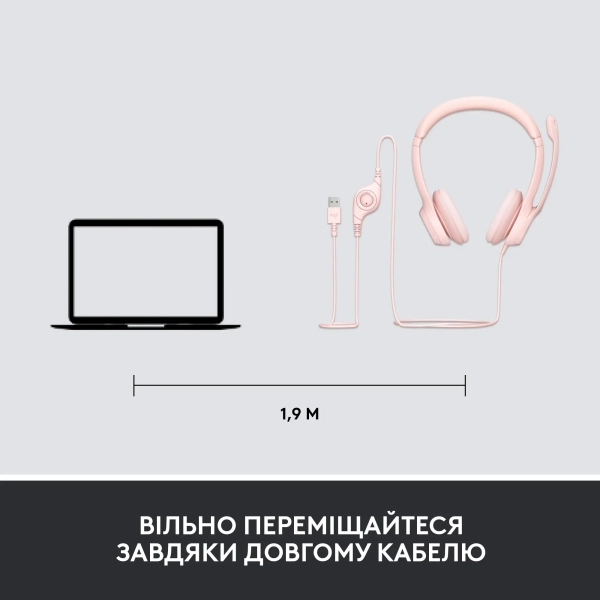 Купити Навушники Logitech Corded USB Headset H390 Rose (981-001281) - фото 8