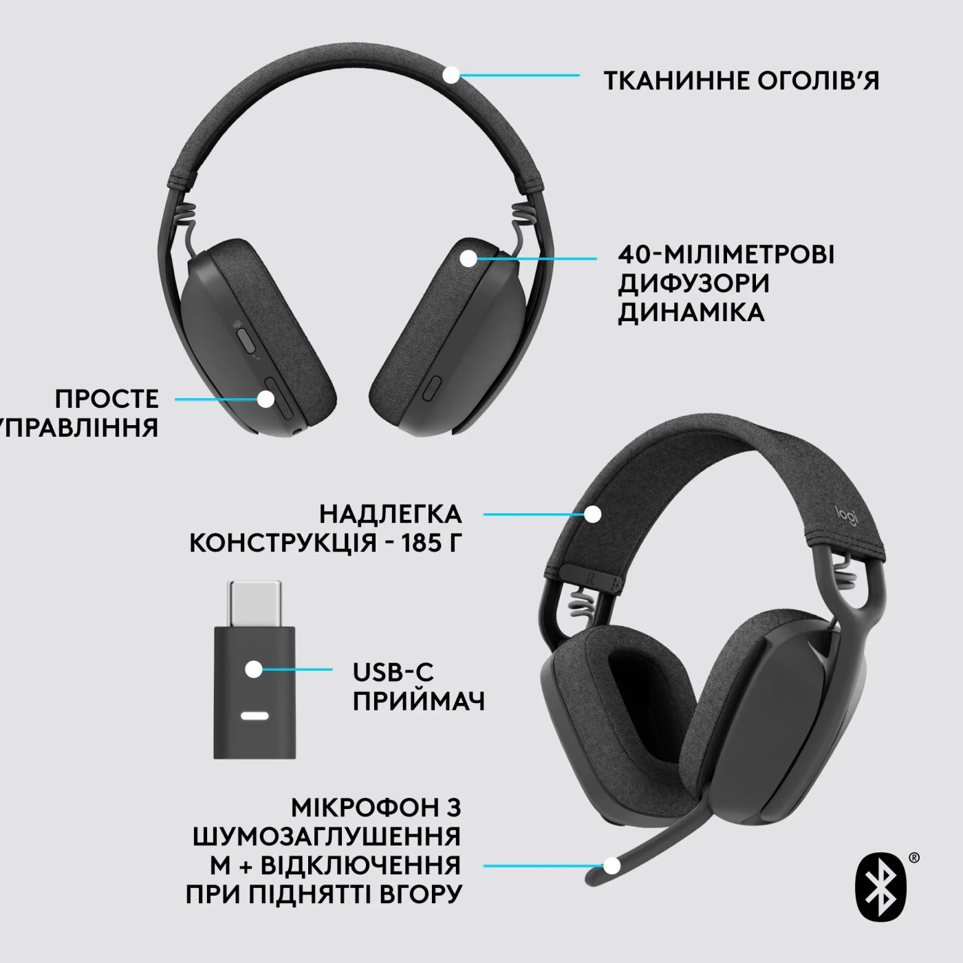 Купить Наушники Logitech Zone Vibe Wireless MS Graphite (981-001157) - фото 6