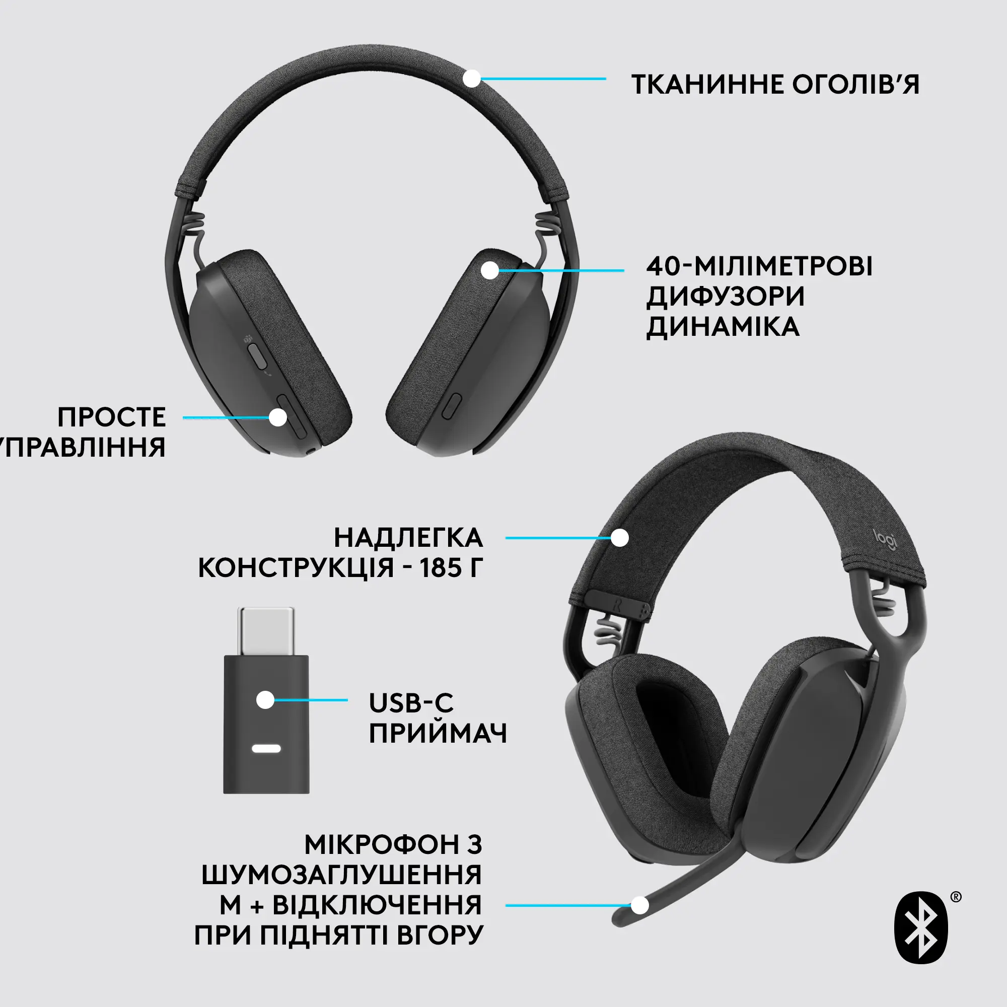Купить Наушники Logitech Zone Vibe Wireless MS Graphite (981-001157) - фото 6
