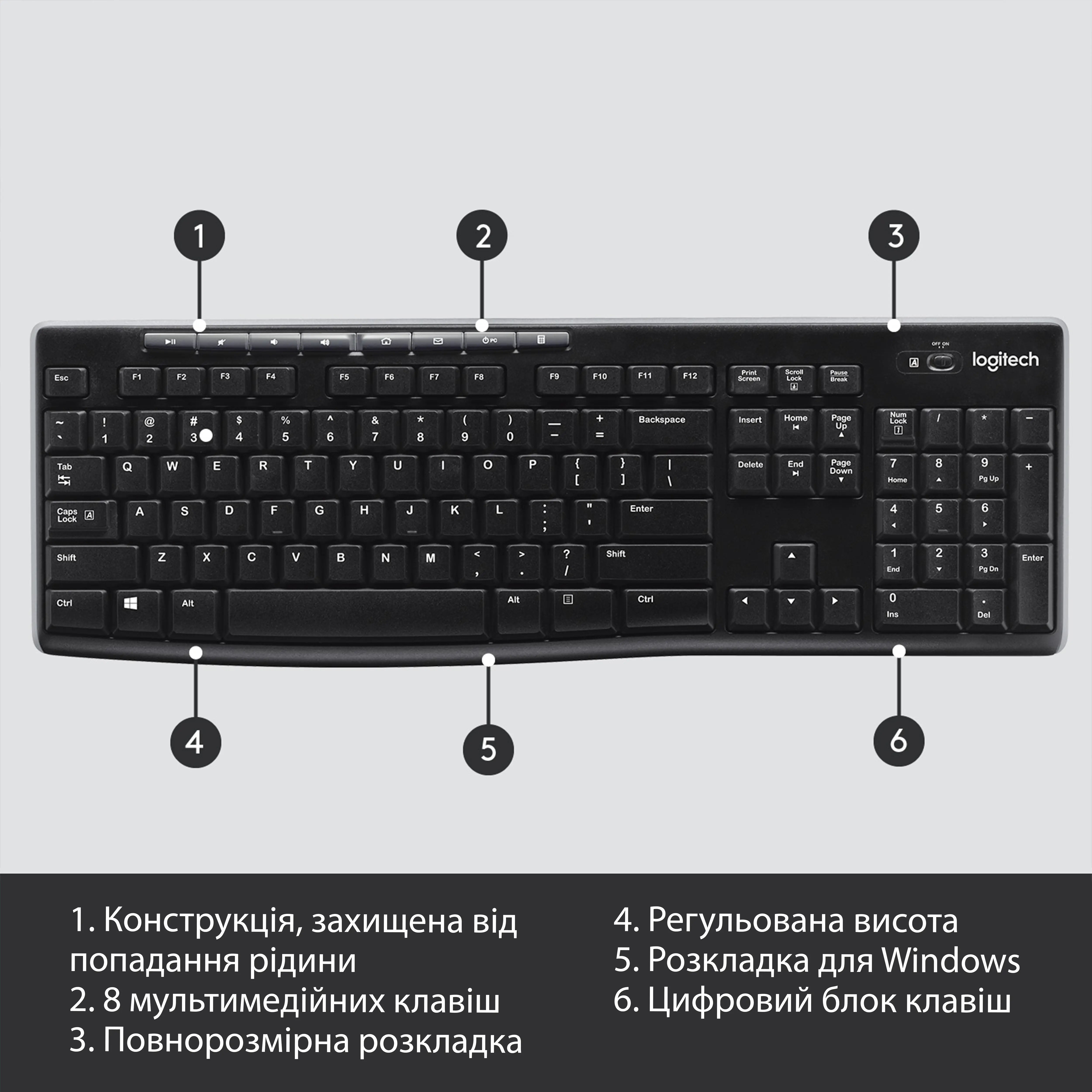 Купить Клавиатура Logitech Wireless Keyboard K270 US (920-003738) - фото 6