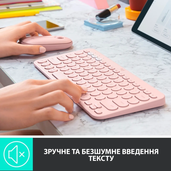 Купити Клавіатура Logitech K380 for MAC Multi-Device Bluetooth Keyboard Rose US (920-010406) - фото 4
