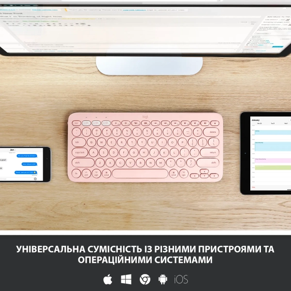 Купити Клавіатура Logitech K380 for MAC Multi-Device Bluetooth Keyboard Rose US (920-010406) - фото 5