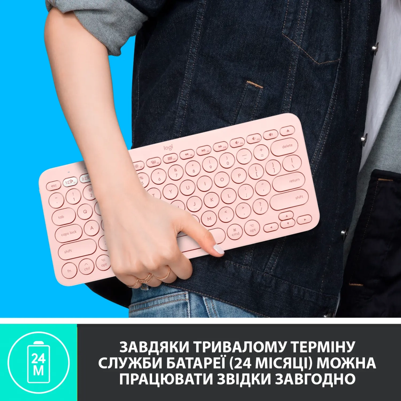 Купити Клавіатура Logitech K380 for MAC Multi-Device Bluetooth Keyboard Rose US (920-010406) - фото 6
