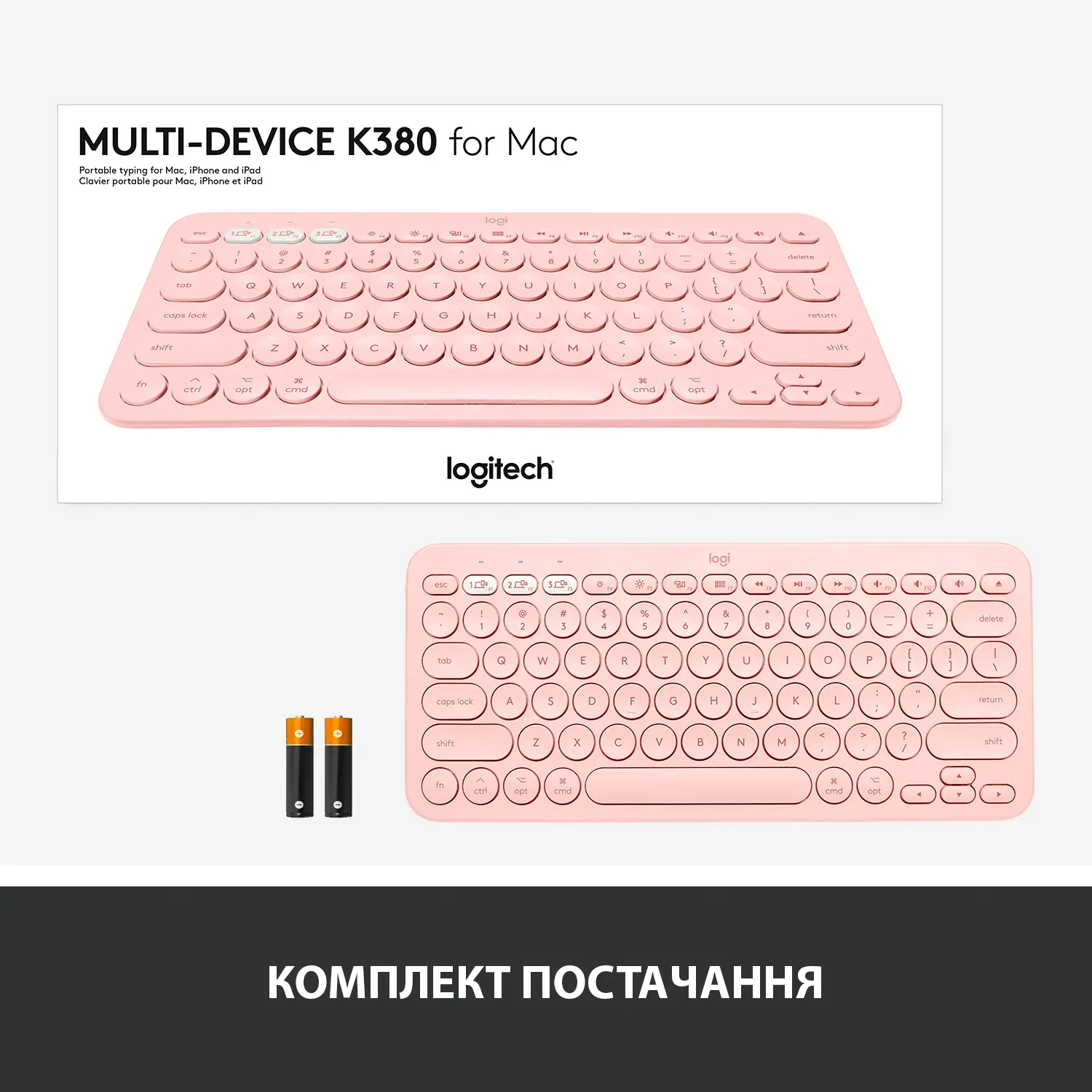 Купити Клавіатура Logitech K380 for MAC Multi-Device Bluetooth Keyboard Rose US (920-010406) - фото 10