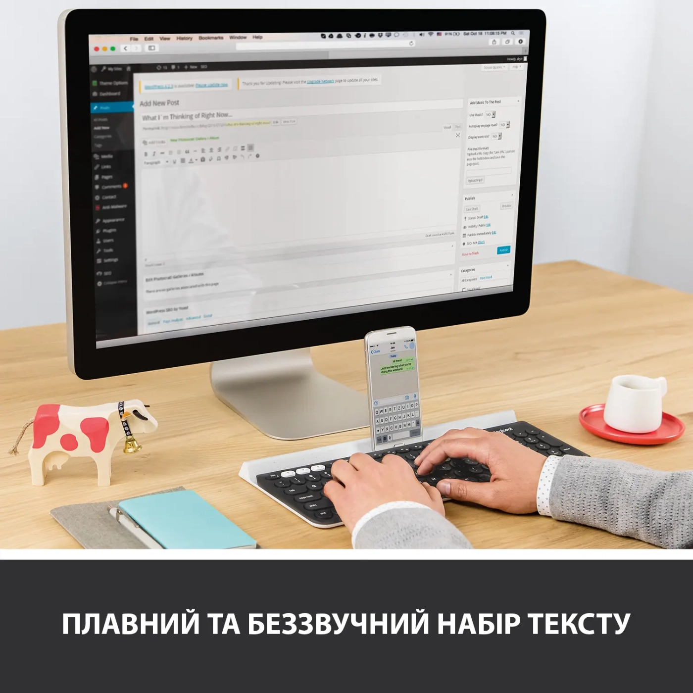 Купить Клавиатура Logitech K780 Multi-Device Wireless Keyboard US DARK GREY/SPECKLED White (920-008042) - фото 5