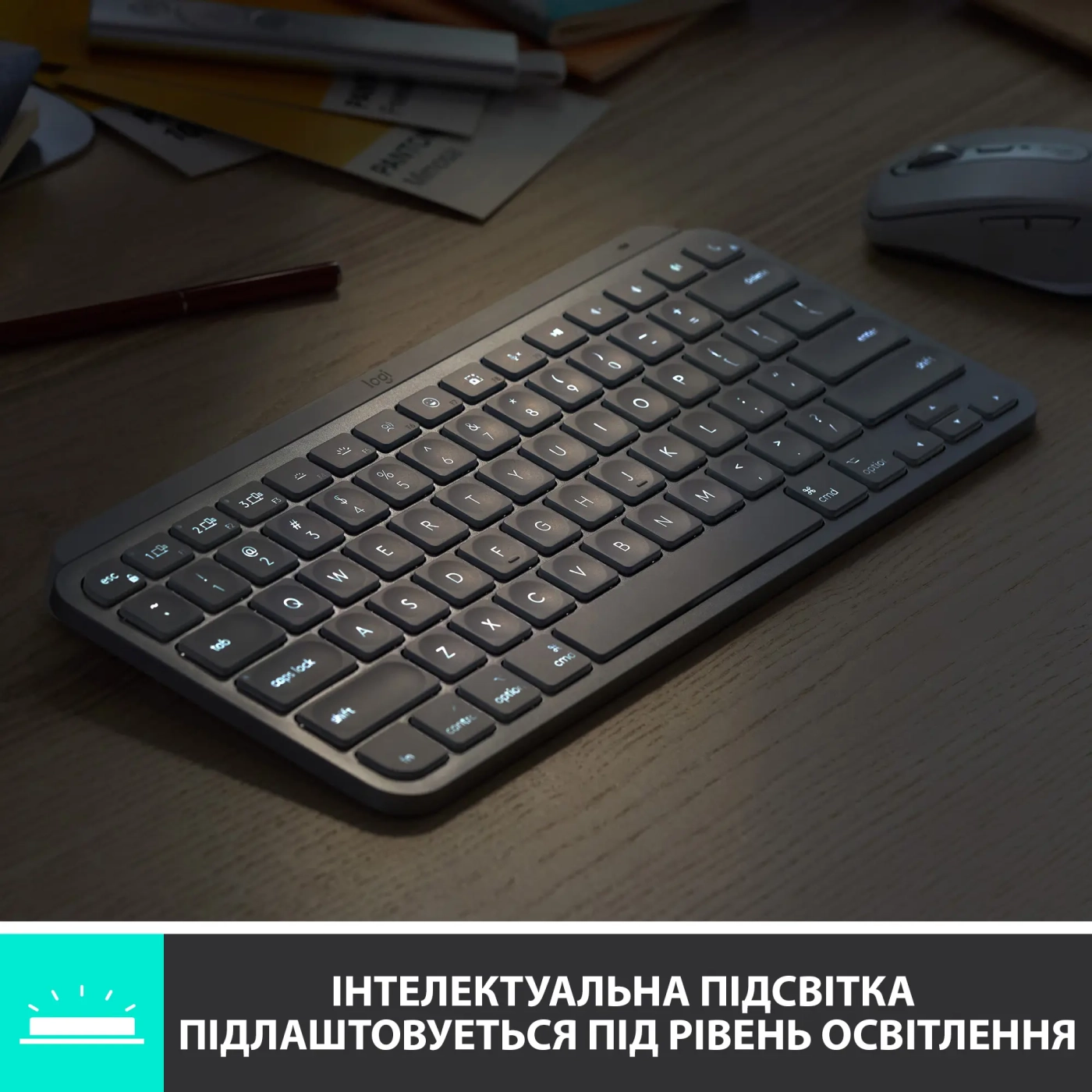 Купить Клавиатура Logitech MX Keys Mini Minimalist Wireless Illuminated Keyboard Pale Gray RUS 2.4GHZ/BT (920-010502) - фото 4