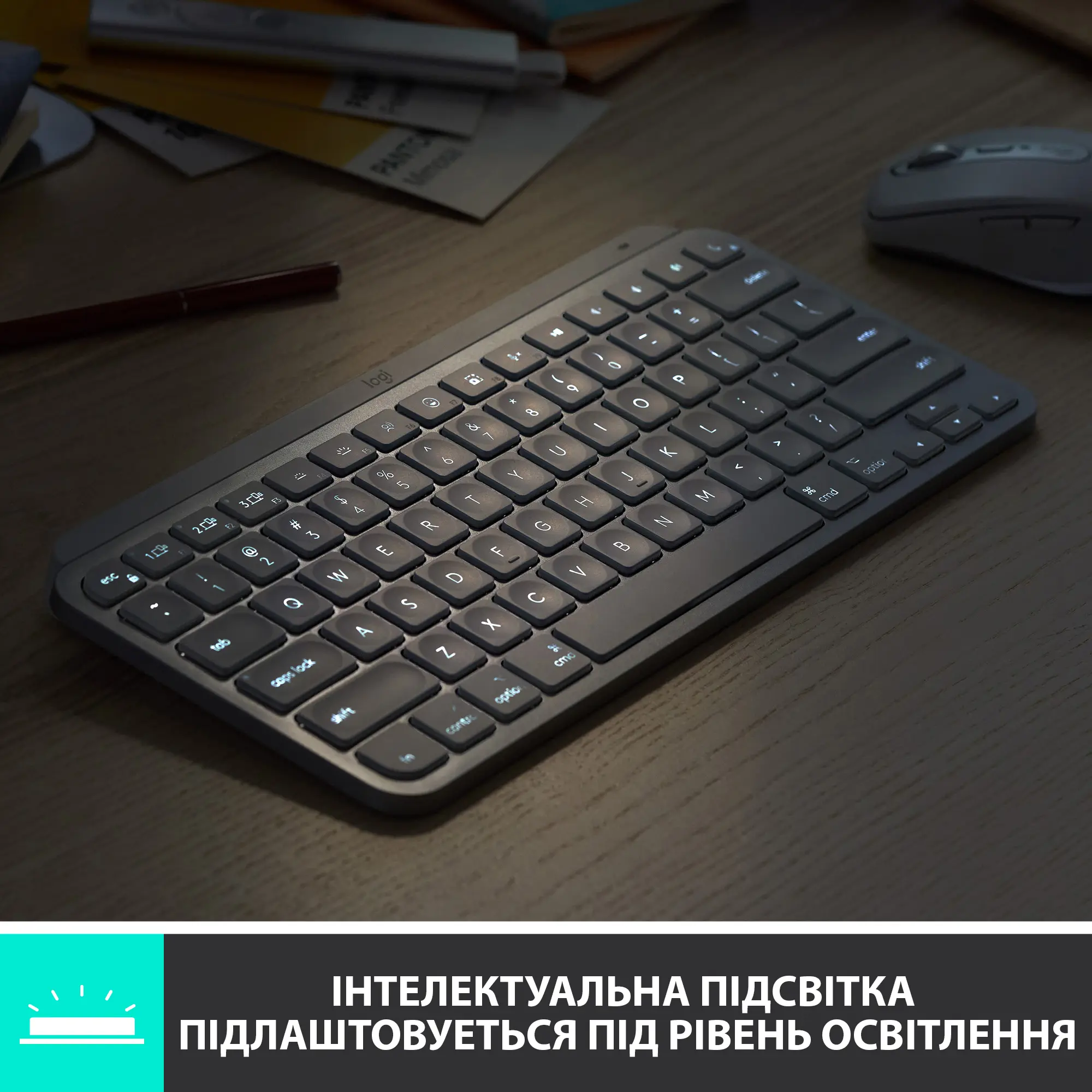 Купить Клавиатура Logitech MX Keys Mini Minimalist Wireless Illuminated Keyboard Pale Gray RUS 2.4GHZ/BT (920-010502) - фото 4