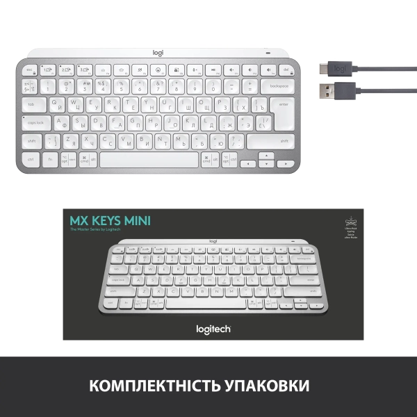 Купить Клавиатура Logitech MX Keys Mini Minimalist Wireless Illuminated Keyboard Pale Gray RUS 2.4GHZ/BT (920-010502) - фото 10
