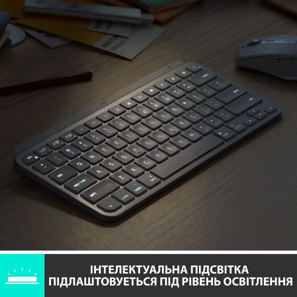 Купить Клавиатура Logitech MX Keys Mini Minimalist Wireless Illuminated Keyboard Graphite US 2.4GHZ/BT (920-010498) - фото 4