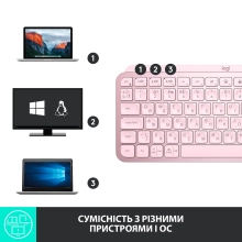 Купить Клавиатура Logitech MX Keys Mini Minimalist Wireless Illuminated Keyboard Rose US 2.4GHZ/BT (920-010500) - фото 7