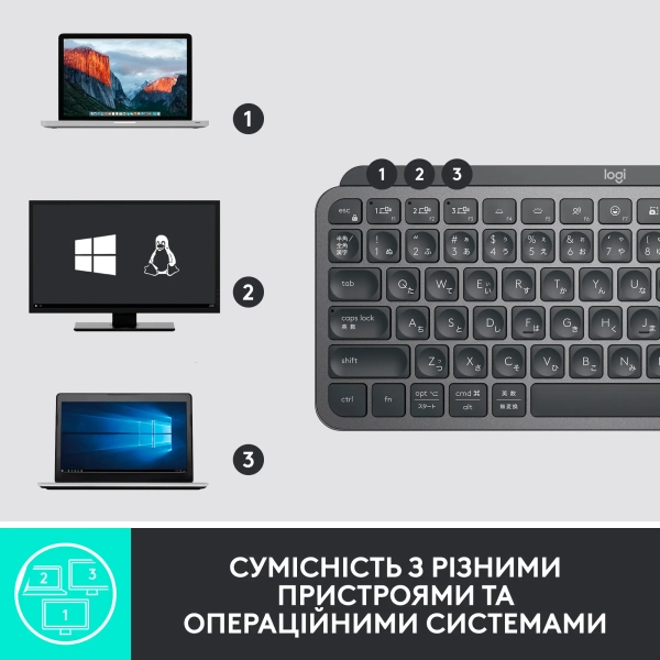 Купить Клавиатура Logitech MX Keys Mini For Business Graphite US 2.4GHZ/BT (920-010608) - фото 3