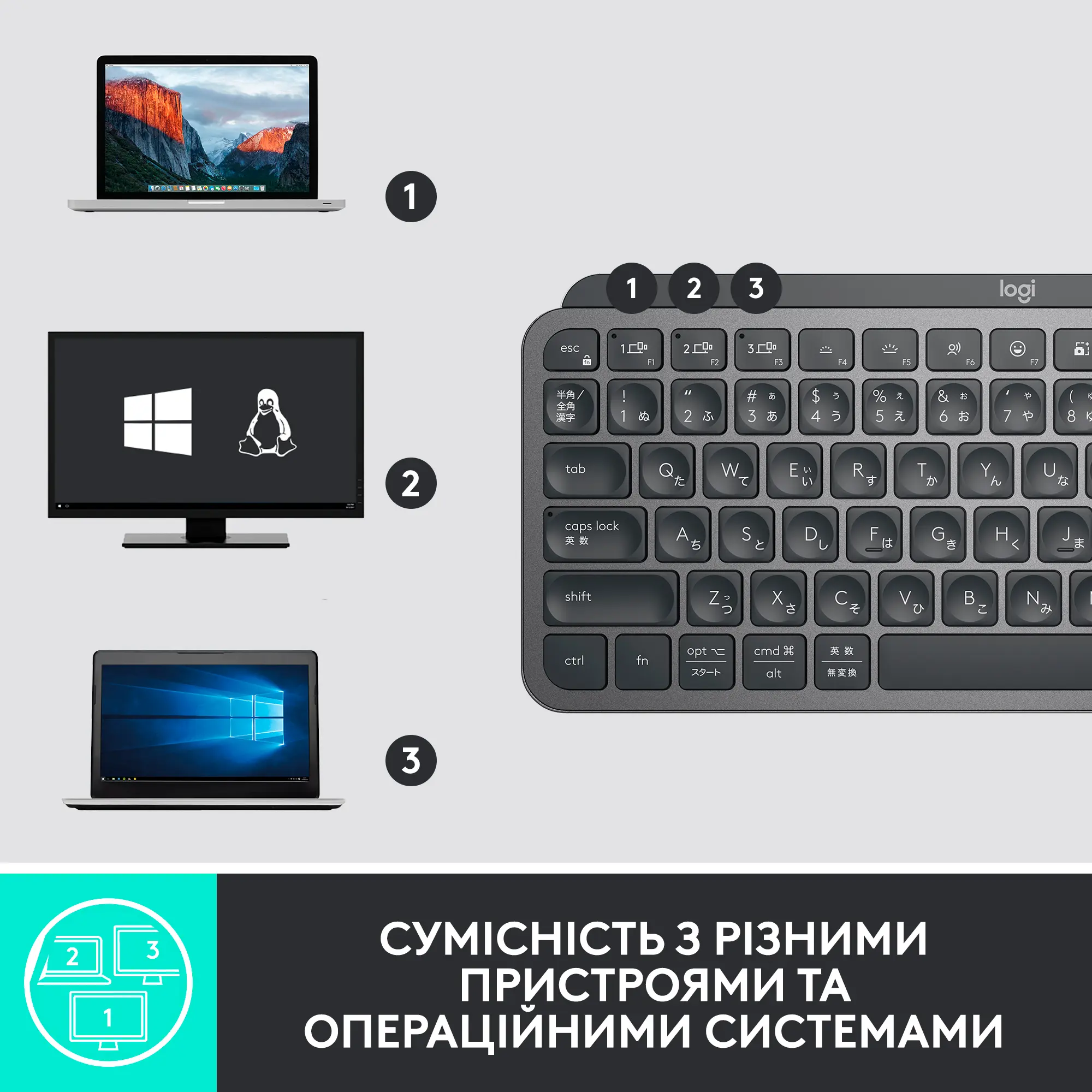 Купить Клавиатура Logitech MX Keys Mini For Business Graphite US 2.4GHZ/BT (920-010608) - фото 3