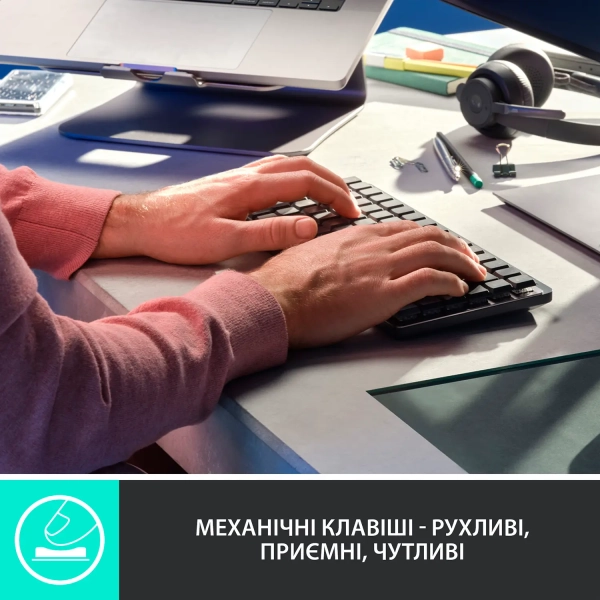 Купити Клавіатура Logitech MX Mechanical Mini Minimalist Wireless Illuminated Keyboard Graphite US 2.4GHZ/BT (920-010782) - фото 2