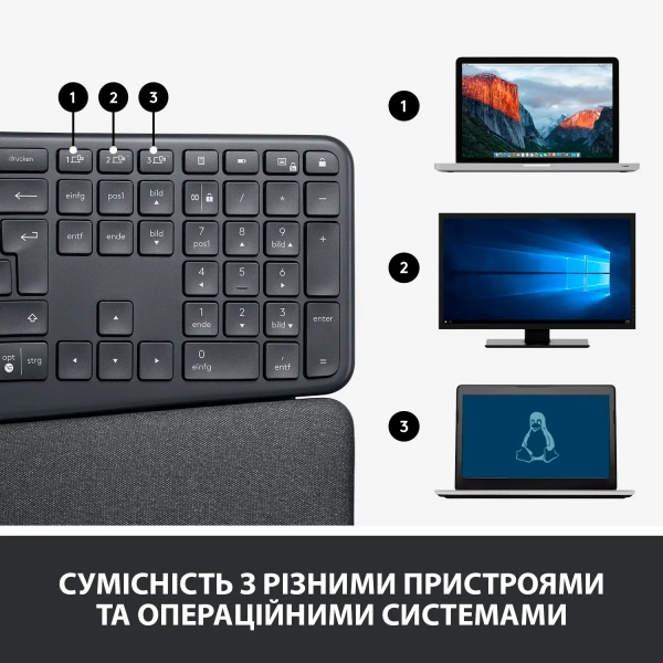 Купить Клавиатура Logitech Wireless Keyboard ERGO K860 US (920-010108) - фото 9