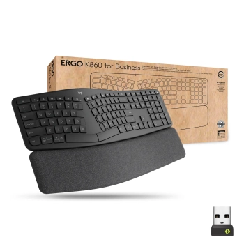 Купити Клавіатура Logitech ERGO K860 for business Graphite US 2.4GHZ/BT (920-010352) - фото 1