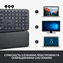 Купить Клавиатура Logitech ERGO K860 for business Graphite US 2.4GHZ/BT (920-010352) - фото 3