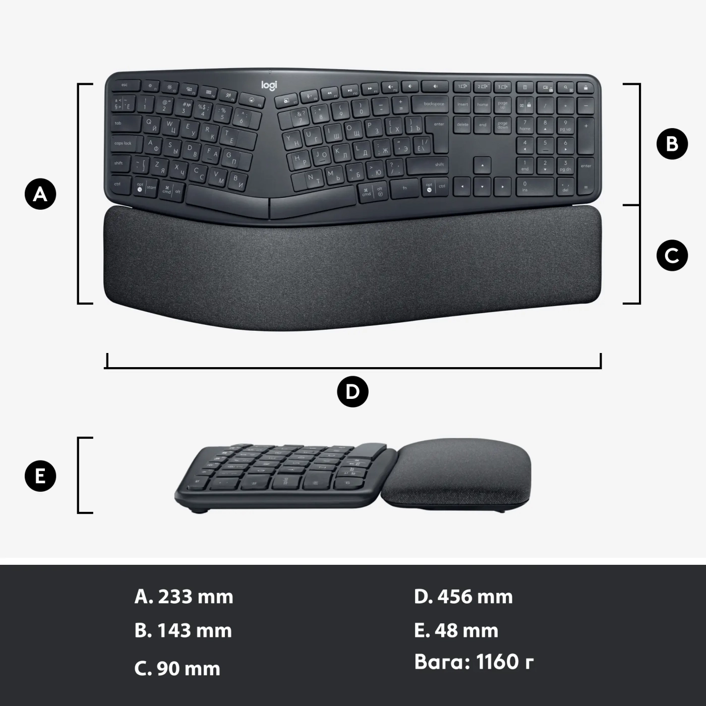 Купить Клавиатура Logitech ERGO K860 for business Graphite US 2.4GHZ/BT (920-010352) - фото 9