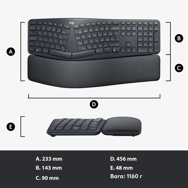 Купить Клавиатура Logitech ERGO K860 for business Graphite US 2.4GHZ/BT (920-010352) - фото 9