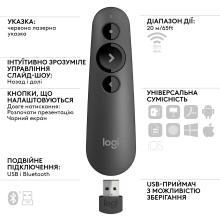 Купити Презентер Logitech R500s Laser Presentation Remot Graphite 2.4GHZ-BT (910-005843) - фото 6