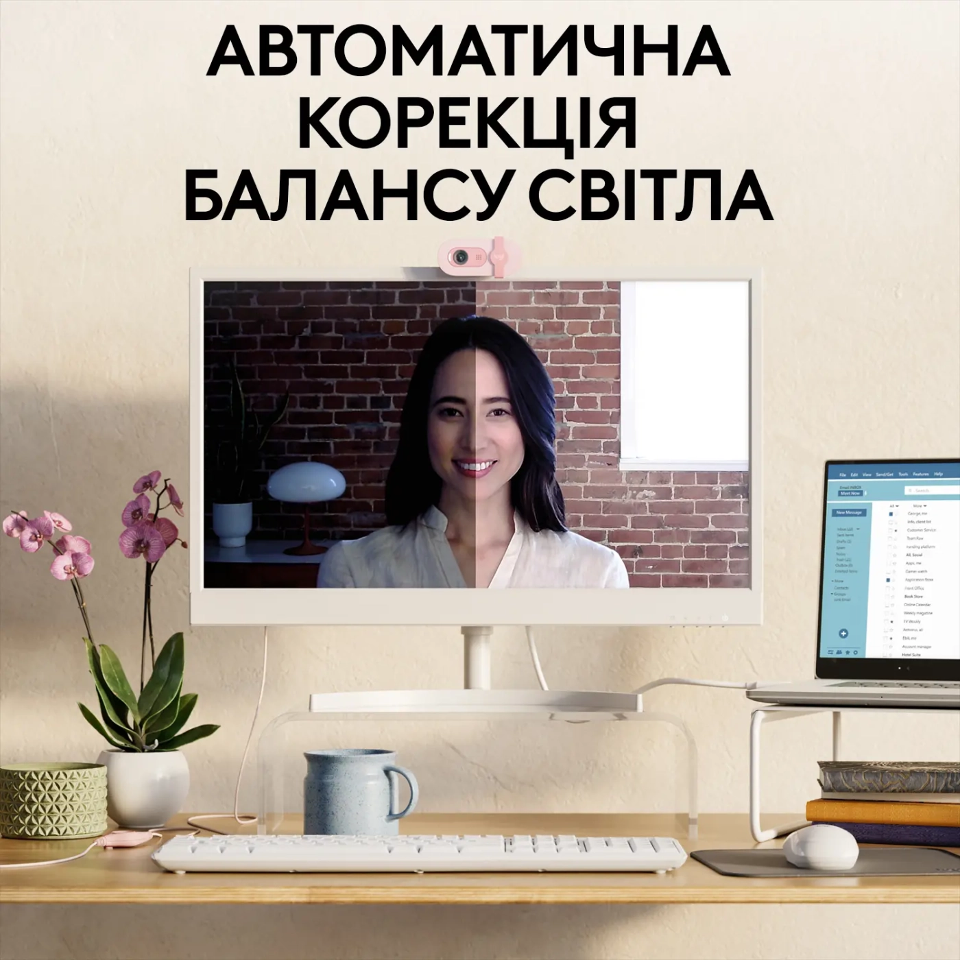 Купить Веб-камера Logitech Brio 100 FHD Rose (960-001623) - фото 3