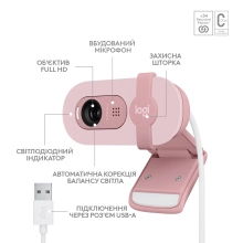 Купить Веб-камера Logitech Brio 100 FHD Rose (960-001623) - фото 6