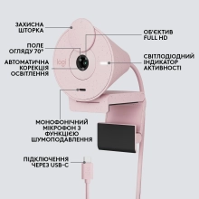 Купить Веб-камера Logitech Brio 300 FHD Rose (960-001448) - фото 6