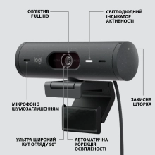 Купити Веб-камера Logitech Brio 500 Graphite (960-001422) - фото 6