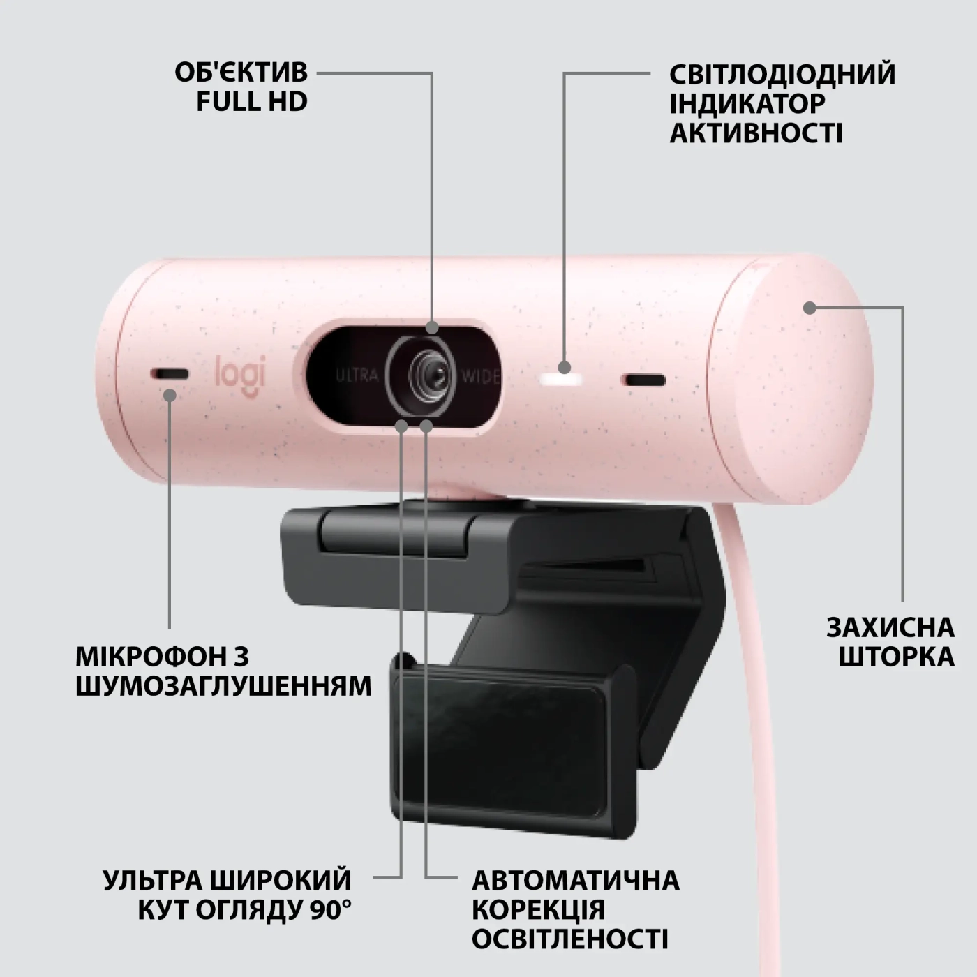 Купить Веб-камера Logitech Brio 500 Rose (960-001421) - фото 6
