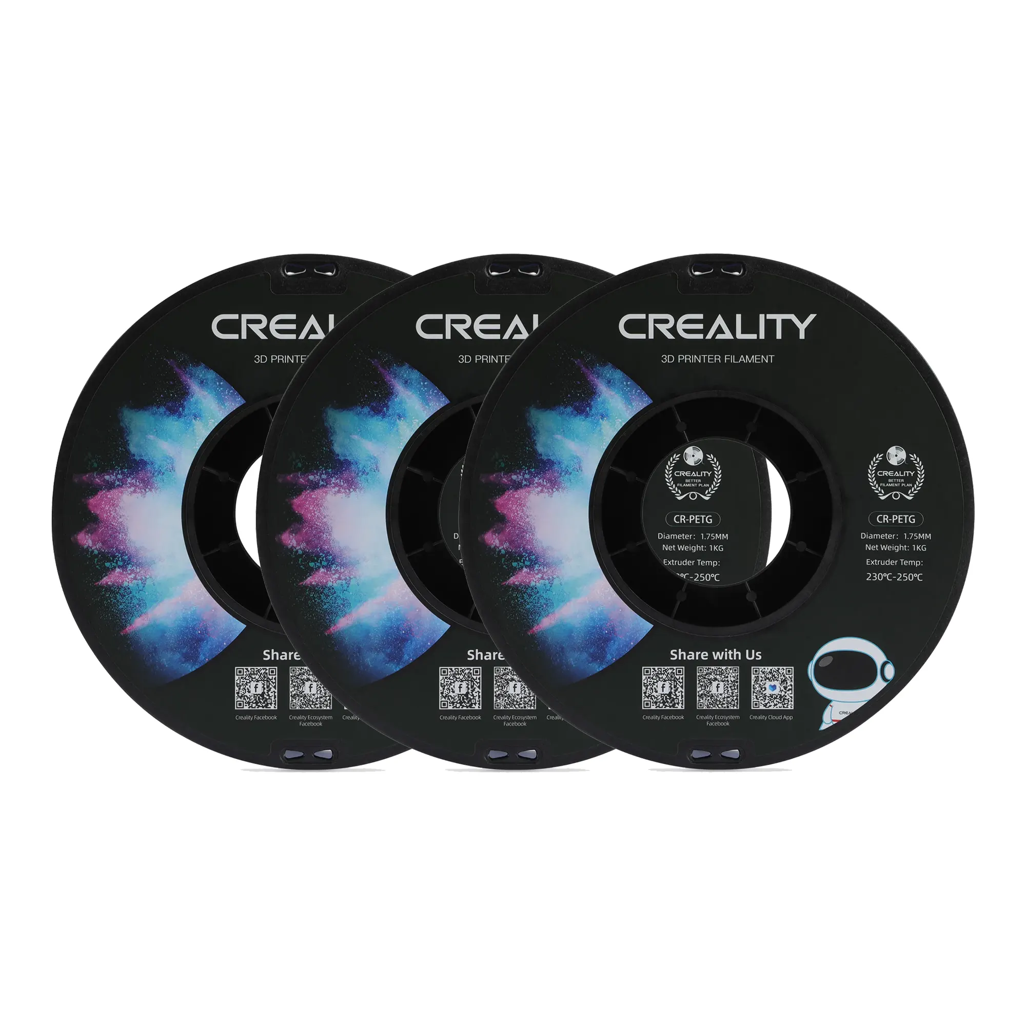 Купити PETG Filament (пластик) для 3D принтера CREALITY 3x1кг 1.75мм жовтий (3301030033x3) - фото 1