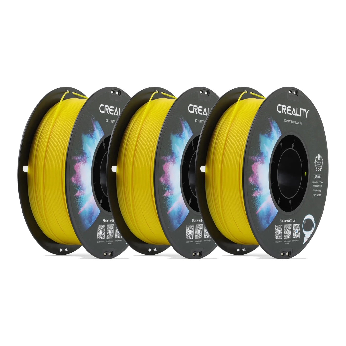 Купити PETG Filament (пластик) для 3D принтера CREALITY 3x1кг 1.75мм жовтий (3301030033x3) - фото 2
