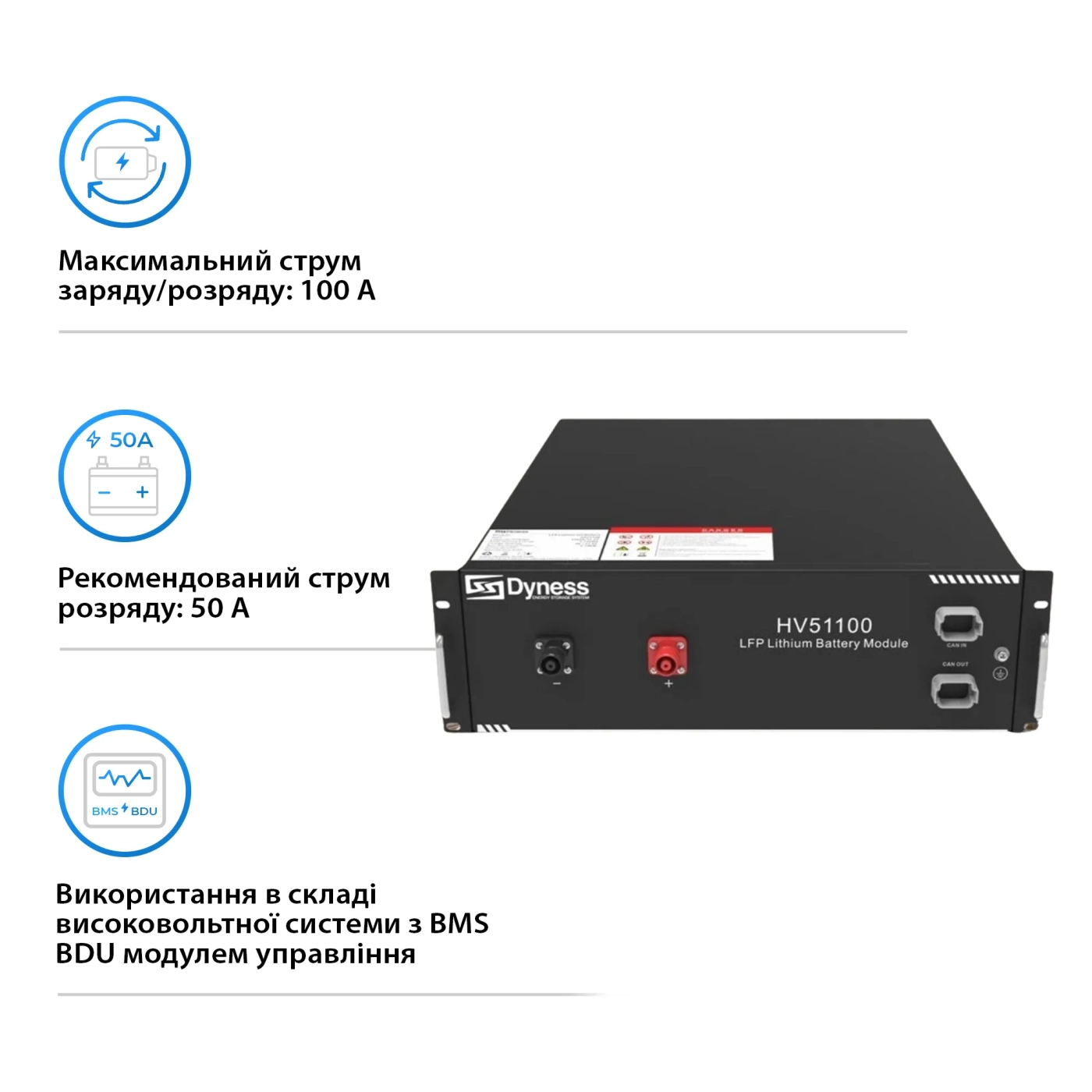 Купить Аккумуляторная батарея Dyness HV51100 Battery/ 51.2V 100Ah/5.12KWh LiFePo4 - фото 3
