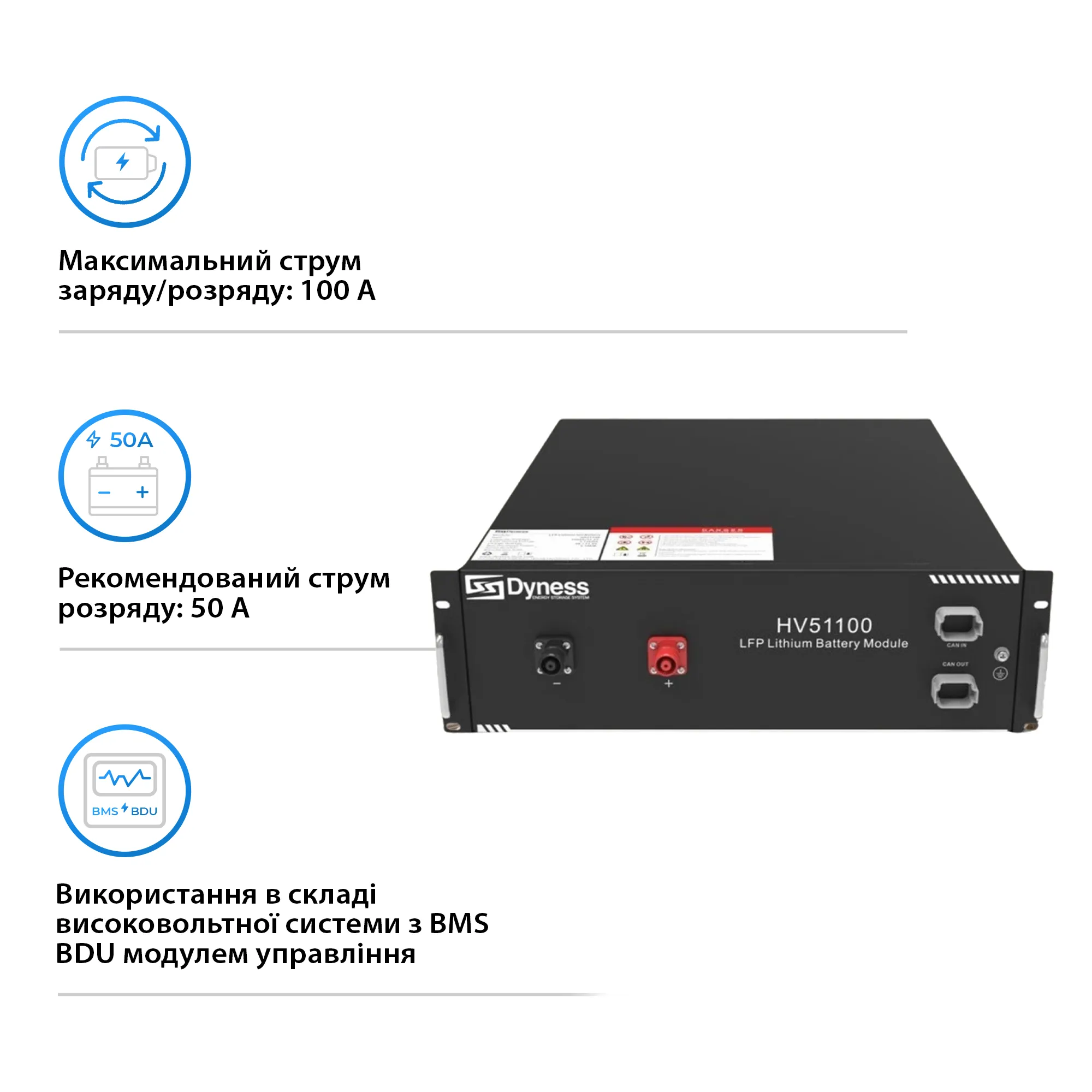 Купить Аккумуляторная батарея Dyness HV51100 Battery/ 51.2V 100Ah/5.12KWh LiFePo4 - фото 3
