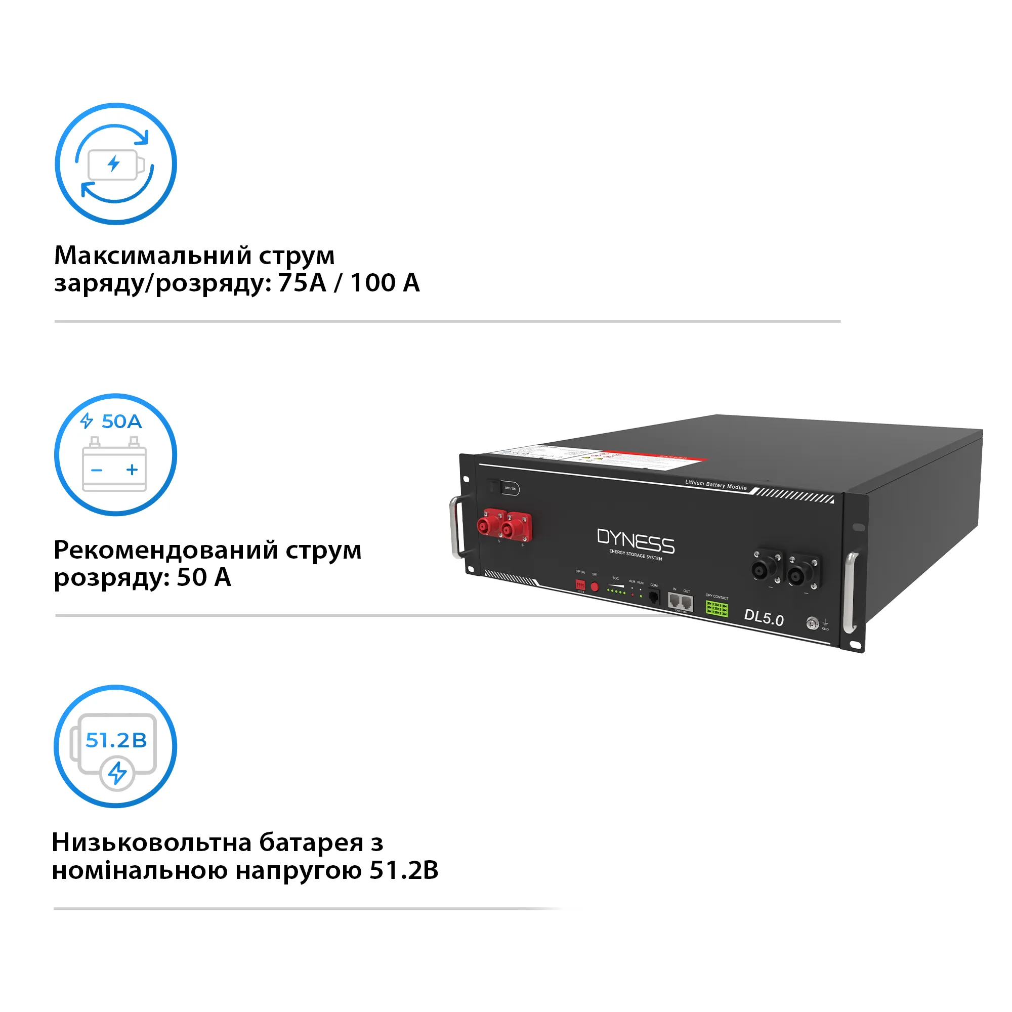 Купити Акумуляторна батарея Dyness DL5.0 51.2v 100ah, 5.12kwh LiFePo4 - фото 3