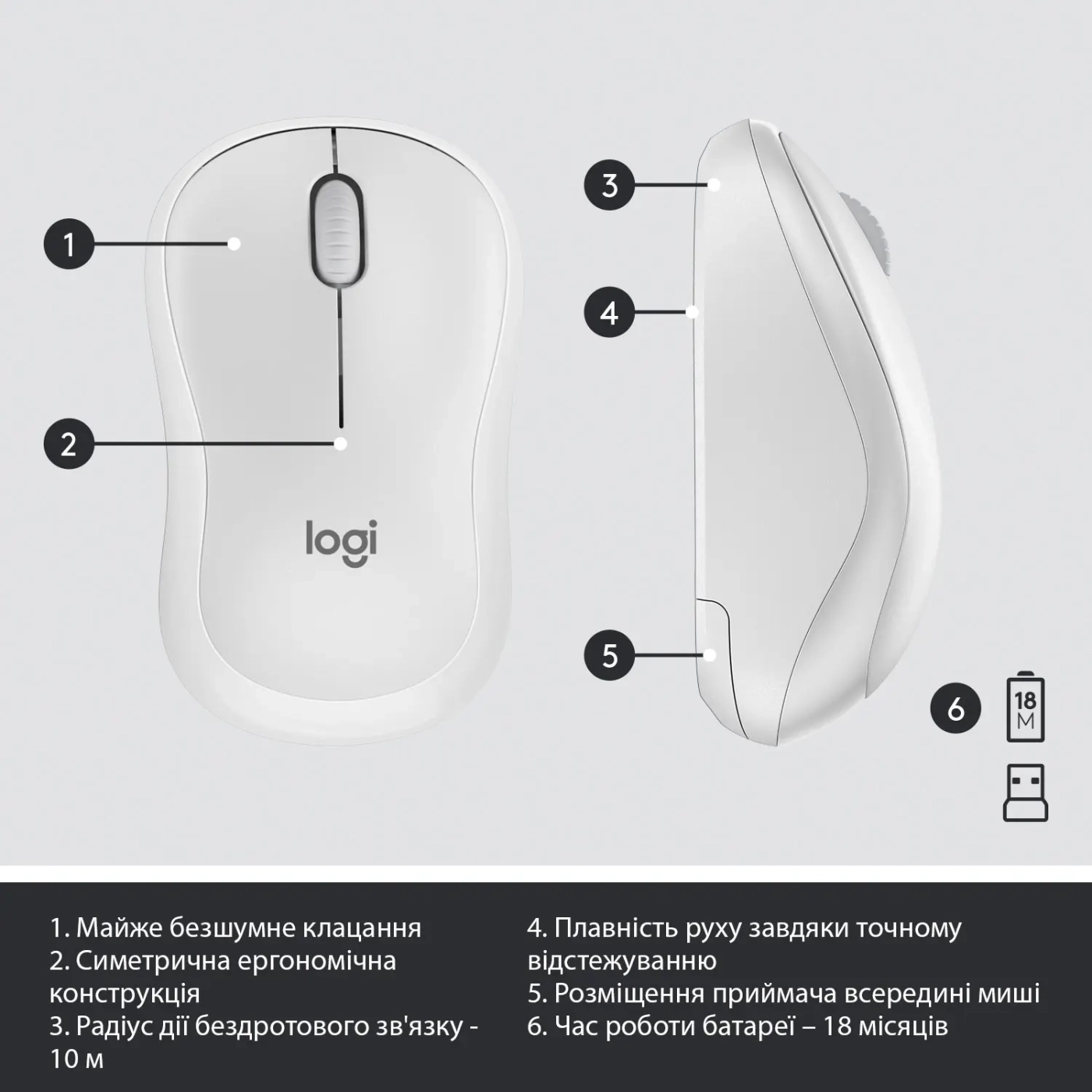 Купить Комплект клавиатура и мышь Logitech MK295 Silent Wireless Combo Off White US (920-009824) - фото 7