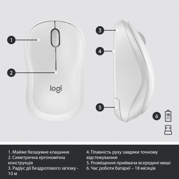 Купить Комплект клавиатура и мышь Logitech MK295 Silent Wireless Combo Off White US (920-009824) - фото 7