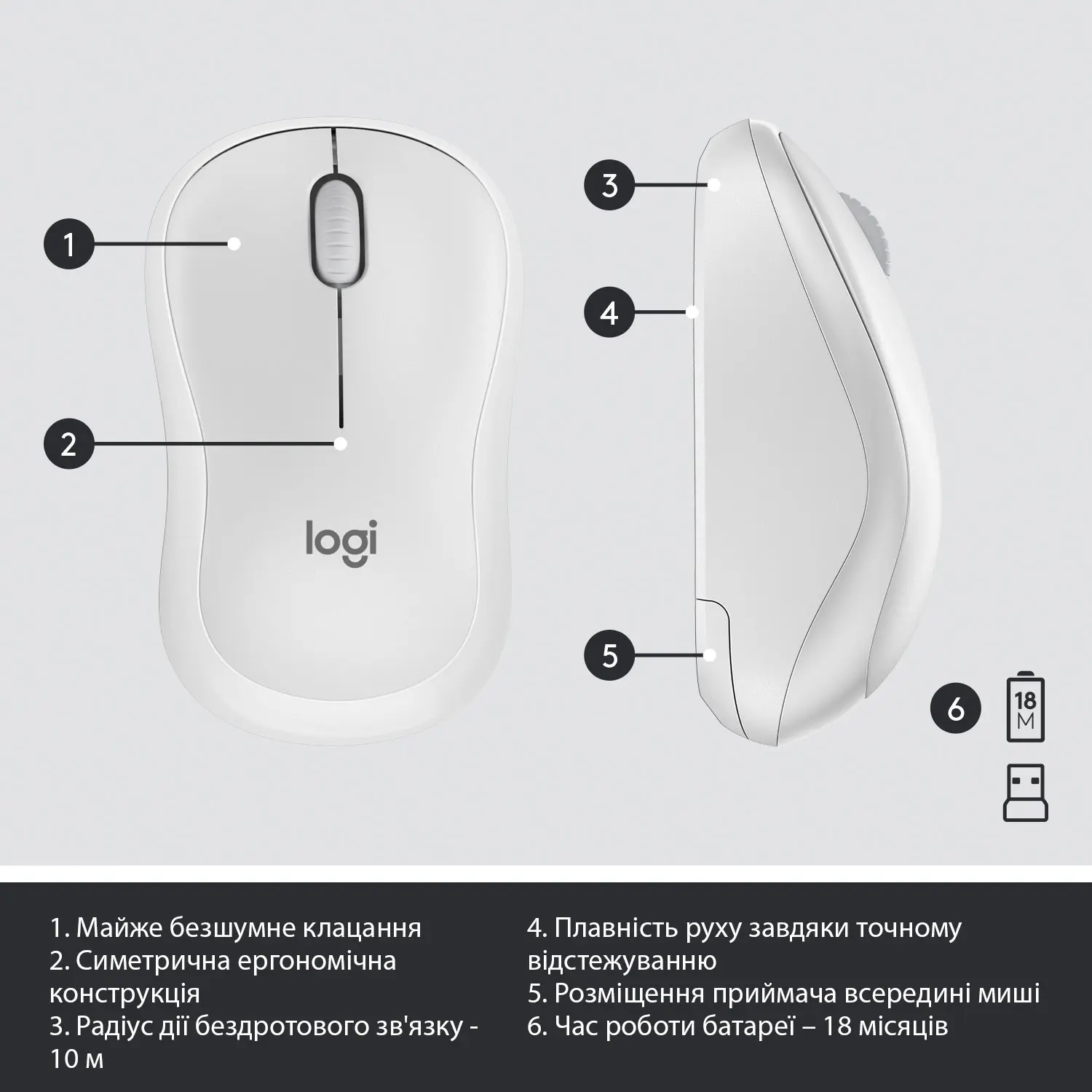 Купить Комплект клавиатура и мышь Logitech MK295 Silent Wireless Combo Off White US (920-009824) - фото 7