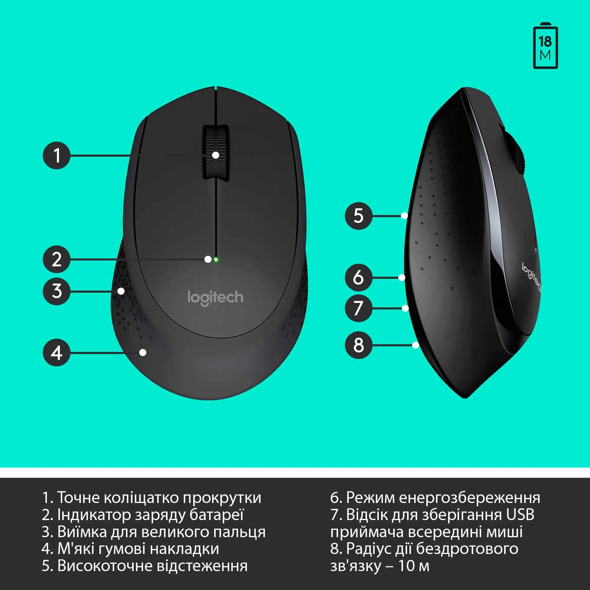 Купить Комплект клавиатура и мышь Logitech Wireless Combo MK345 US (920-006489) - фото 7