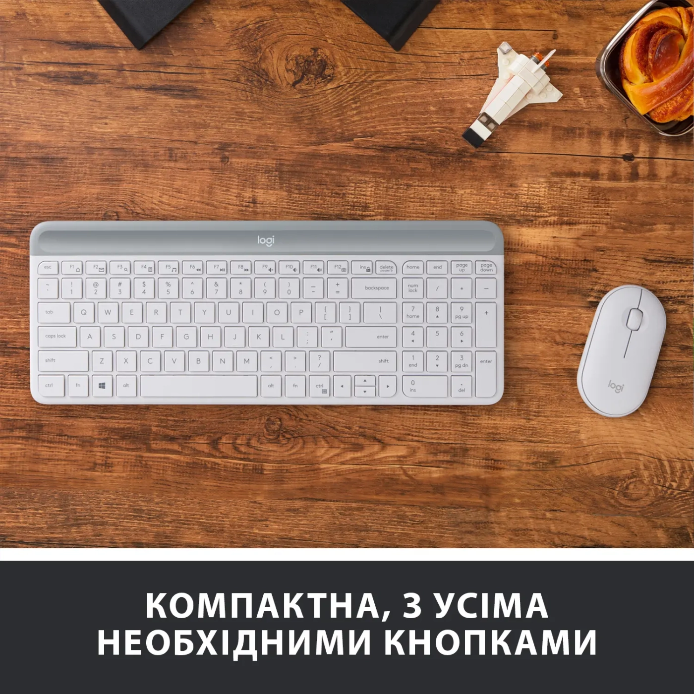 Купить Комплект клавиатура и мышь Logitech MK470 Slim Wireless Combo Off White US (920-009205) - фото 2