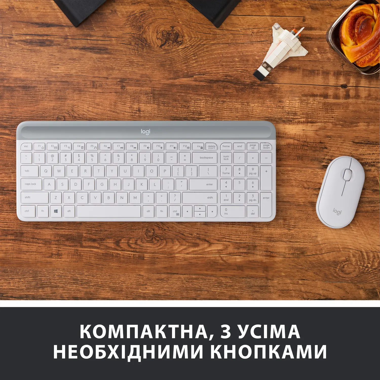 Купить Комплект клавиатура и мышь Logitech MK470 Slim Wireless Combo Off White US (920-009205) - фото 2