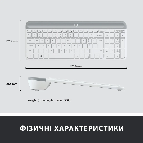 Купить Комплект клавиатура и мышь Logitech MK470 Slim Wireless Combo Off White US (920-009205) - фото 8