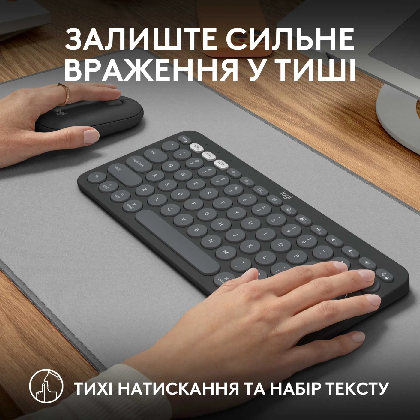Купити Комплект клавіатура та миша Logitech Pebble 2 Combo for Mac Graphite US BT (920-012244) - фото 8