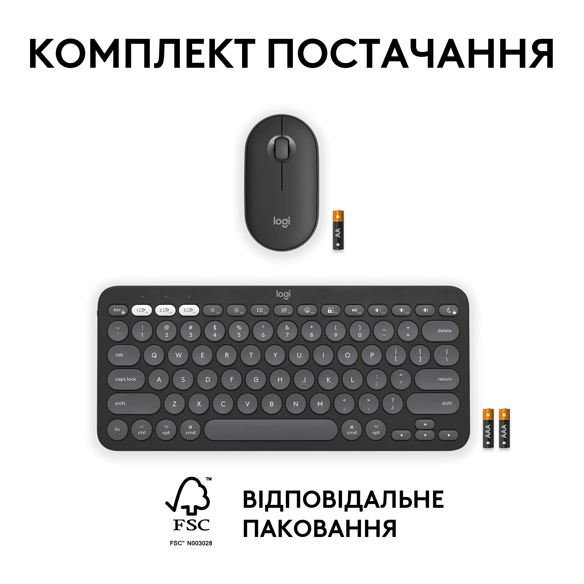 Купити Комплект клавіатура та миша Logitech Pebble 2 Combo for Mac Graphite US BT (920-012244) - фото 10
